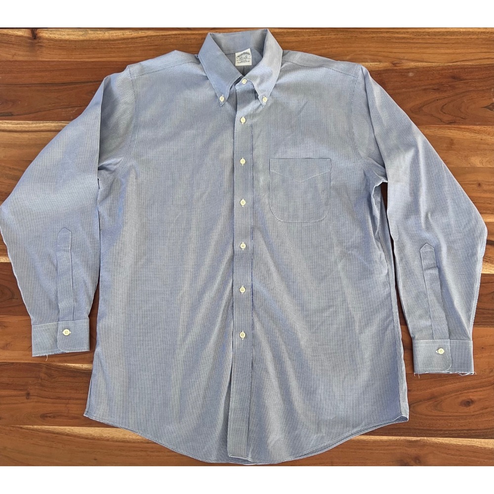 Brooks Brothers Original Polo Shirt Mens 16.5 34 Slim Fit Supima Non Iron Blue